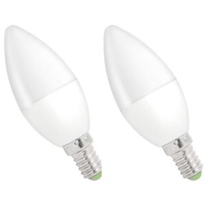 Spectrum LED Kaarslamp E14 1W - 230V - 90 Lumen - 4000K Neutraal Wit - Natuurlijk Licht - Energiezuinig - 2 stuks