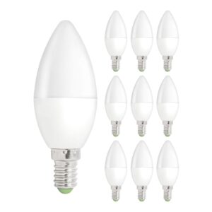 Spectrum LED Kaarslamp E14 - 1W - 230V - 90 Lumen - 6000K Koud Wit - Ø37mm - Voor Kroonluchter, Wandlamp of Sfeerverlichting - 10 stuks