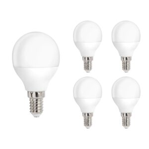 Spectrum LED Kogellamp E14 - 1W - 230V - 90 Lumen - 4000K Neutraal Wit - Ø45mm - Voor Tafellamp, Nachtlampje of Wandlamp - 5 stuks