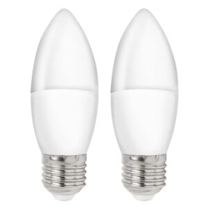 Spectrum LED Kaarslamp E27 - 1W - 230V - 90 Lumen - 3000K Warm Wit - Ø37mm - Voor Kroonluchter, Wandlamp of Sfeerverlichting - 2 stuks