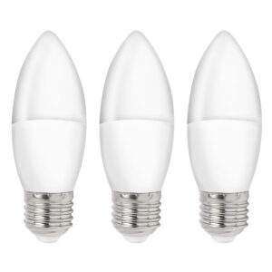 Spectrum LED Kaarslamp E27 - 1W - 230V - 90 Lumen - 3000K Warm Wit - Ø37mm - Voor Kroonluchter, Wandlamp of Sfeerverlichting - 3 stuks