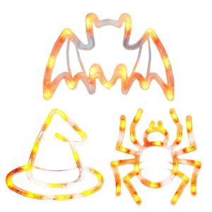 Halloween Verlichting Raam Set - 20 cm - Heksenhoed, Spin, Vleermuis - Met Zuignap - 3 stuks