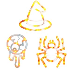 Halloween Verlichting Raam Set - 20 cm - Heksenhoed, Spin, Oogbal - Met Zuignap - 3 stuks