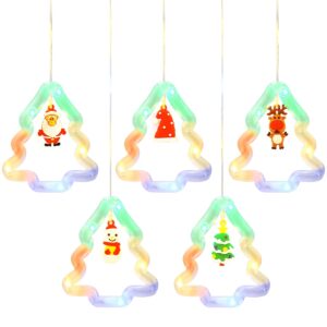 Kerstdecoratie Lichtslinger 3 Meter - 10 Lichtkerstbomen met Kerstfiguren - 12x10cm - Met Afstandsbediening - USB - RGB