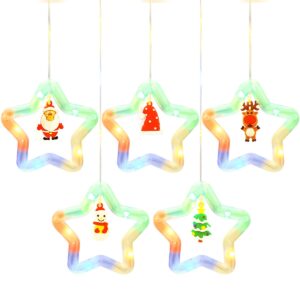 Kerstdecoratie Lichtslinger 3 Meter - 10 Lichtsterren met Kerstfiguren - 10x10cm - Met Afstandsbediening - USB - RGB