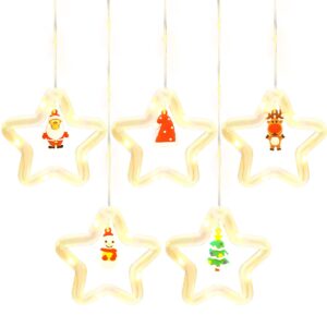 Kerstdecoratie Lichtslinger 3 Meter - 10 Lichtsterren met Kerstfiguren - 10x10cm - Met Afstandsbediening - USB - Warm Wit