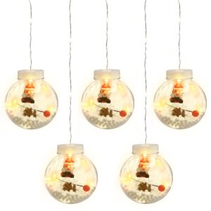 Kerstdecoratie Lichtslinger 3 Meter - 10 Verlichtte Kerstballen met Kerstman - USB - Warm Wit