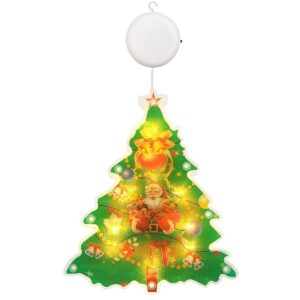 Kerstverlichting Raam Denneboom - 15x18cm - Inclusief Batterijen - Kerstversiering met Zuignap