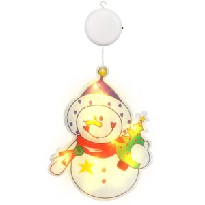 Kerstverlichting Raam Sneeuwpop - 16x21cm - Inclusief Batterijen - Kerstversiering met Zuignap