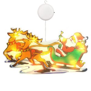 Kerstverlichting Raam Slee - 23x13cm - Inclusief Batterijen - Kerstversiering met Zuignap