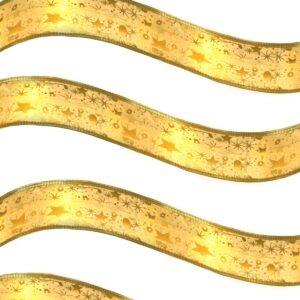 Kerstlint met Verlichting - 10m - Lint voor in de Kerstboom - Inclusief Batterijen - Warm Wit Licht - Goud