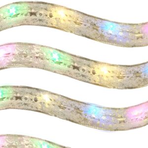 Kerstlint met Verlichting - 10m - Lint voor in de Kerstboom - Inclusief Batterijen - RGB Licht - Zilver