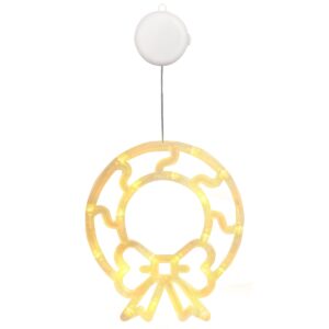 Kerstverlichting Raam Kerstkrans - 20x18cm - Inclusief Batterijen - Kerstversiering met Zuignap