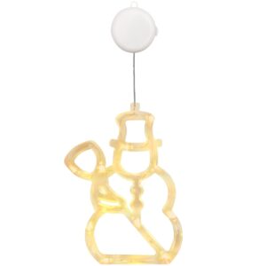 Kerstverlichting Raam Sneeuwpop met Bezem - 20x14cm - Inclusief Batterijen - Kerstversiering met Zuignap