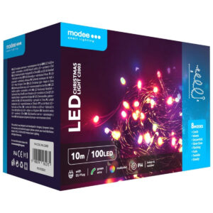 Modee Lichtsnoer Kerst 10 Meter - Kerstverlichting voor Buiten en Binnen - 100 LED Lampjes 8 Lichtstanden - IP44 - Gekleurd Licht RGB - 5 stuks