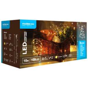 Modee Lichtsnoer Kerst 10 Meter - Kerstverlichting voor Buiten en Binnen - 100 LED Lampjes 8 Lichtstanden - IP44 - 2550K - Warm Wit Licht - 5 stuks