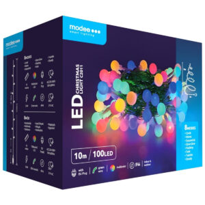Modee Lichtsnoer Kerst 10 Meter - Kerstverlichting voor Buiten en Binnen - 100 LED Lampjes 8 Lichtstanden - IP44 - Gekleurd Licht RGB - 3 stuks