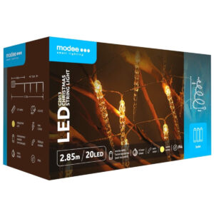 Modee Lichtsnoer Kerst IJspegels 2.85 Meter - Kerstverlichting voor Binnen - Inclusief 3xAA Batterijen - 20 LED Lampjes IP20 - 2700K - Warm Wit Licht - 5 stuks