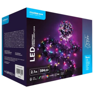 Modee Lichtsnoer Kerst 2.1 Meter - Buiten en Binnen - 384 LED Lampjes - Cluster Kerstverlichting - 8 Standen - Gekleurd RGB - 5 stuks