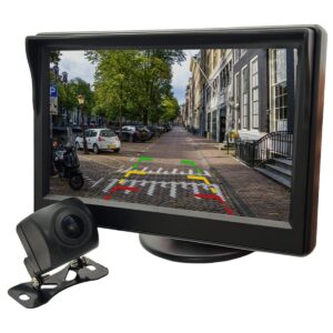 ProRide Achteruitrijcamera - 5 Inch  LCD Scherm - 12-24V - Complete Set - Brede Kijkhoek - Zonnescherm - Auto - Nachtzicht & Waterbestendig - BTM-500