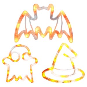 Halloween Verlichting Raam Set - 20 cm - Heksenhoed, Spin, Vleermuis - Met Zuignap - 3 stuks