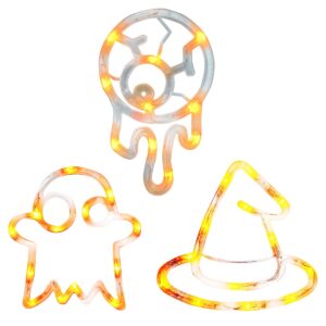 Halloween Verlichting Raam Set - 20 cm - Heksenhoed, Spin, Oogbal - Met Zuignap - 3 stuks