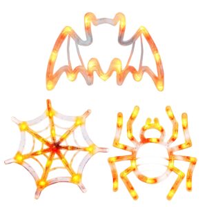 Halloween Verlichting Raam Set - 20 cm - Spinnenweb, Spin, Vleermuis - Met Zuignap - 3 stuks