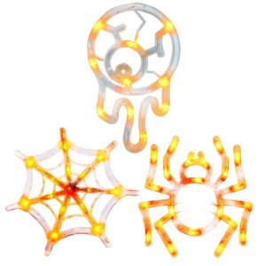 Halloween Verlichting Raam Set - 20 cm - Spinnenweb, Spin, Oogbal - Met Zuignap - 3 stuks