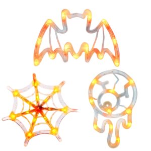 Halloween Verlichting Raam Set - 20 cm - Spinnenweb, Vleermuis, Oogbal - Met Zuignap - 3 stuks