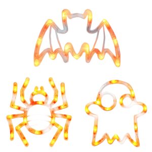 Halloween Verlichting Raam Set - 20 cm - Spin, Spook, Vleermuis - Met Zuignap - 3 stuks