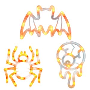 Halloween Verlichting Raam Set - 20 cm - Spin, Vleermuis, Oogbal - Met Zuignap - 3 stuks
