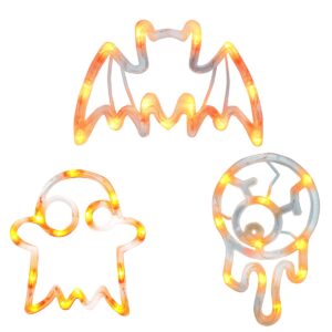 Halloween Verlichting Raam Set - 20 cm - Spook, Vleermuis, Oogbal - Met Zuignap - 3 stuks
