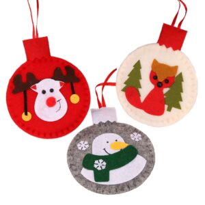 Set van 3 vilten kersthangers - sneeuwpop, vos & beer - 12.5×10.5cm - zachte kerstornamenten voor boom of raam - sfeervolle kerstdecoratie