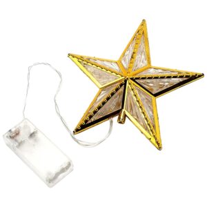 Gouden kerstboom ster - 15×15cm - kunststof ster met warme LED-verlichting - inclusief meegeleverde batterijen