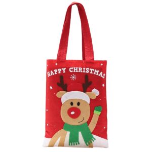 Vilten kersttas met rendier - 26×20cm - rode cadeautas voor kerstcadeautjes, schoencadeaus en decoratie - duurzame vilt tas voor kinderen en kerstboomversiering