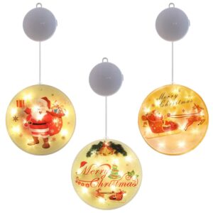 Kersthangers LED set van 3 - 14cm plastic lichtornamenten voor kerstboom of raam - warm licht - inclusief batterij