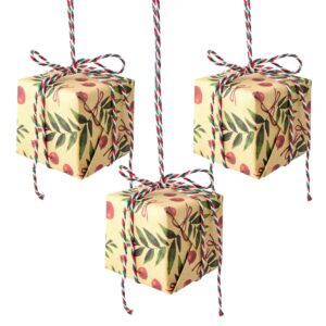 Kersthanger set van 3 - cadeautjes van papier & foam - 6×6cm - vrolijke hangdecoratie voor kerstboom of raam