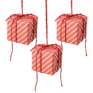 Kersthanger set van 3 - cadeautjes van papier & foam - 6×6cm - vrolijke hangdecoratie voor kerstboom of raam