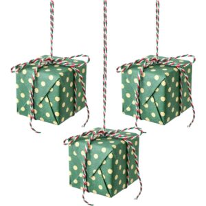 Kersthanger set van 3 - cadeautjes van papier & foam - 6×6cm - vrolijke hangdecoratie voor kerstboom of raam