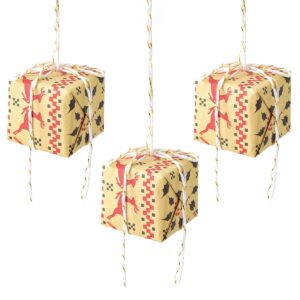 Kersthanger set van 3 - cadeautjes van papier & foam - 6×6cm - vrolijke hangdecoratie voor kerstboom of raam