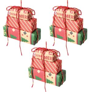 Kersthanger set van 3 - cadeau ornament van papier & foam - 9cm - leuke hangdecoratie voor kerstboom of raam