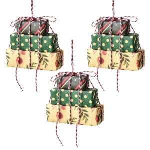 Kersthanger set van 3 - cadeau ornament van papier & foam - 9cm - leuke hangdecoratie voor kerstboom of raam