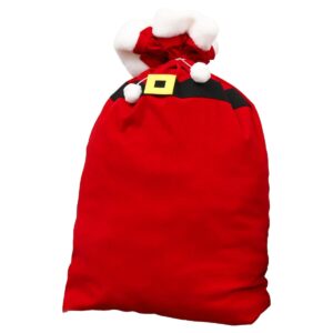 Rode kerstzak in kerstman-stijl - 50×76cm - grote polyester cadeauzak met pompons