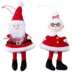 Handgemaakte kersthanger set - kerstman & oma van polyester - 10×5×17cm - sfeervolle hangdecoratie voor kerstboom of raam