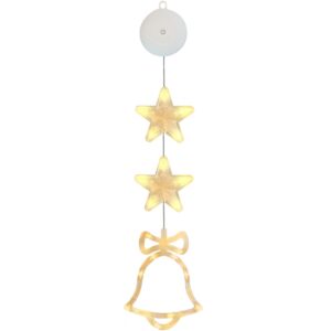 Kerstverlichting Raam Kerstbel - 77cm - Inclusief Batterijen - Kerstversiering met Zuignap - Warm Wit