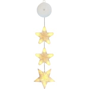 Kerstverlichting Raam Sterren - 76cm - Inclusief Batterijen - Kerstversiering met Zuignap - Warm Wit