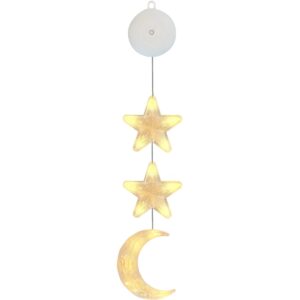 Kerstverlichting Raam Maan - 75cm - Inclusief Batterijen - Kerstversiering met Zuignap - Warm Wit