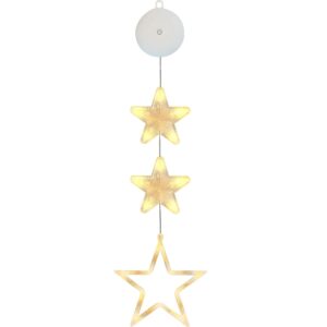Kerstverlichting Raam Sterren - 81cm - Inclusief Batterijen - Kerstversiering met Zuignap - Warm Wit