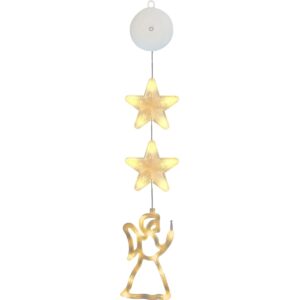 Kerstverlichting Raam Engel - 81cm - Inclusief Batterijen - Kerstversiering met Zuignap - Warm Wit