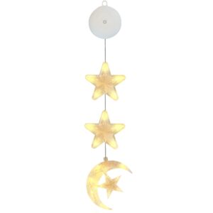 Kerstverlichting Raam Halve Maan met Ster - 74cm - Inclusief Batterijen - Kerstversiering met Zuignap - Warm Wit